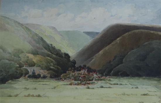 A seascape watercolour by A.Augusta tallboys RWA and a similar landscape, unsigned